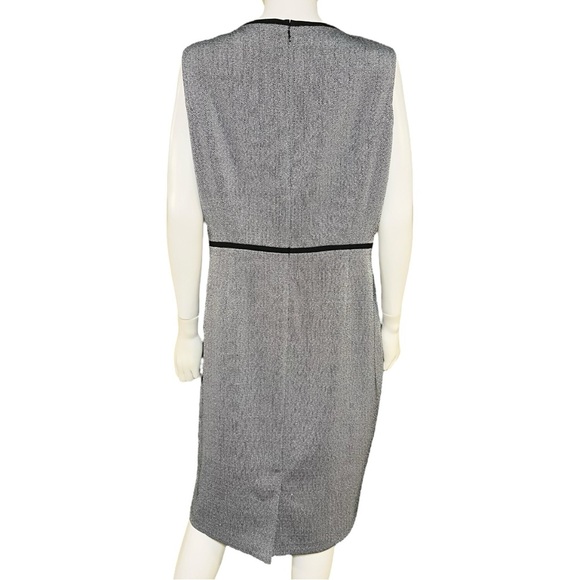 Kasper Sheath Dress Back-Slit Black/White 16 - Picture 5 of 12